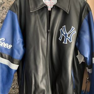 New York Yankees Black and Blue Leather Jacket